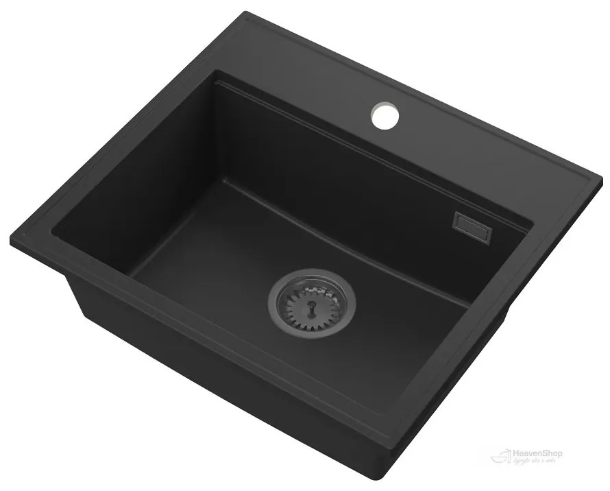 Gamma Modern 5055, 1-komorový granitový drez 560x500x210 mm, čierna, GMA-ZM-55-BK