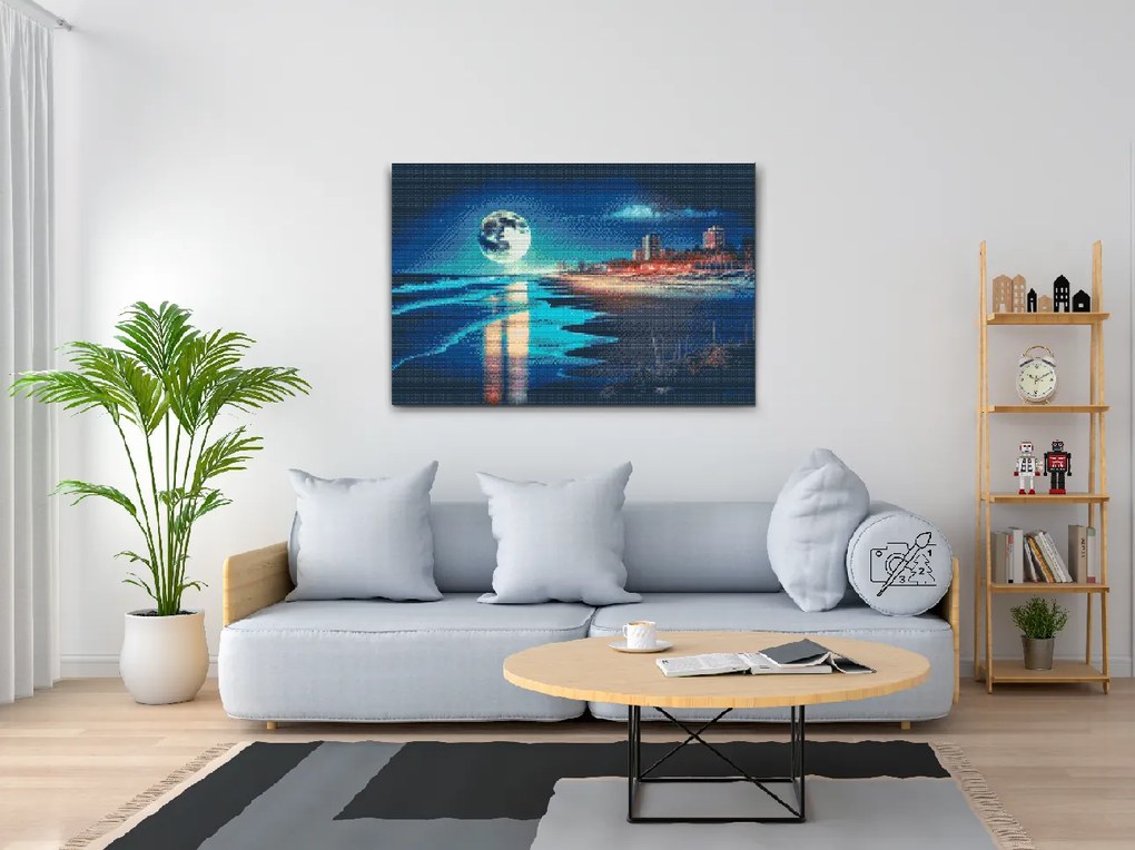 Gario Diamantové maľovanie Spln na pláži Rozmery: 60 x 40 cm, Rámovanie: Iba zrolované plátno, Diamanty: Štvorcové