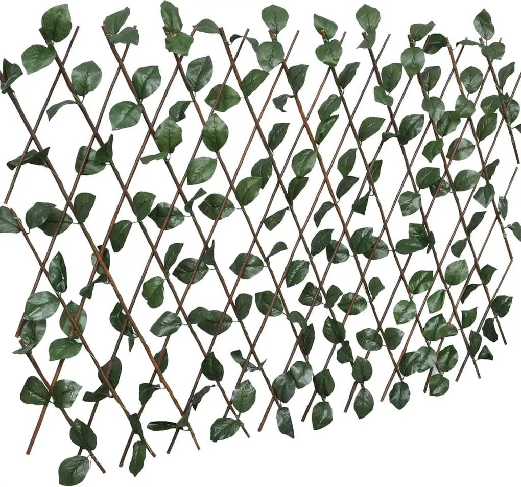 Mriežkový plot z vŕbového prútia 5 ks s umelým lístím 180x30 cm