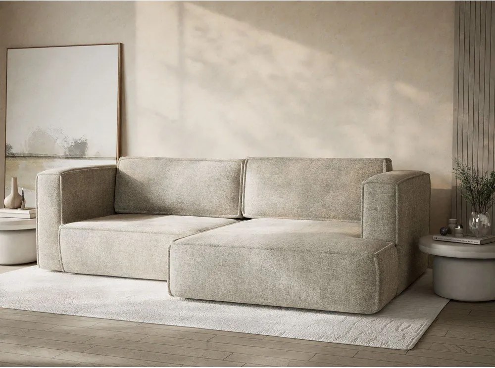 Béžová ženilková rozkladacia/s úložným priestorom rohová pohovka (pravý roh/s leňoškou) Velto – Maison de Rêve