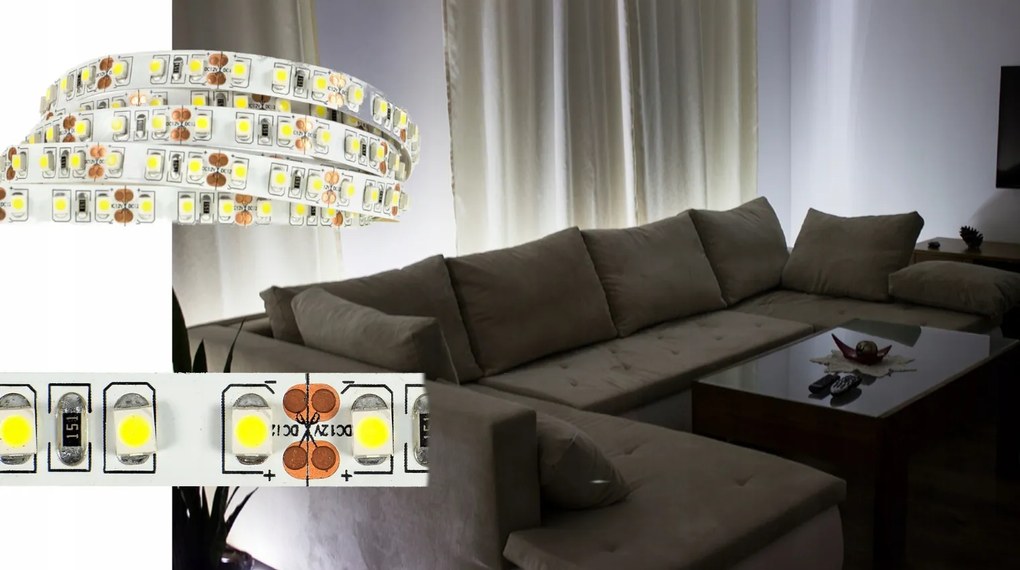 ECOLIGHT LED pásik 9,6 W/m studená farba 6500 K 600 lm/m 12 V DC IP20 1 m