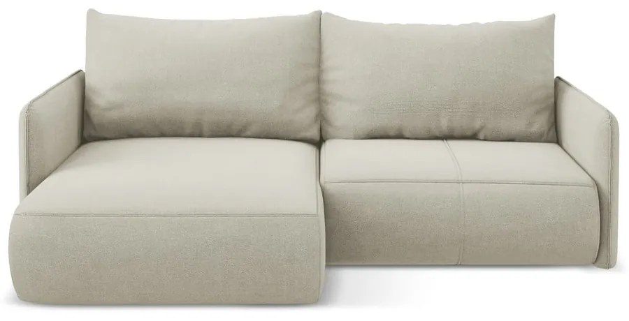 Krémovobiela rozkladacia/s úložným priestorom rohová pohovka (ľavý roh) Nanea – Makamii