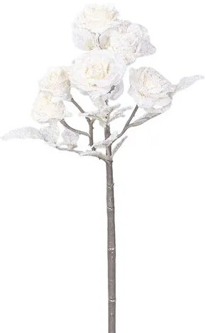 Umelá vetvička Ruža s glitrom krémová, 39 cm