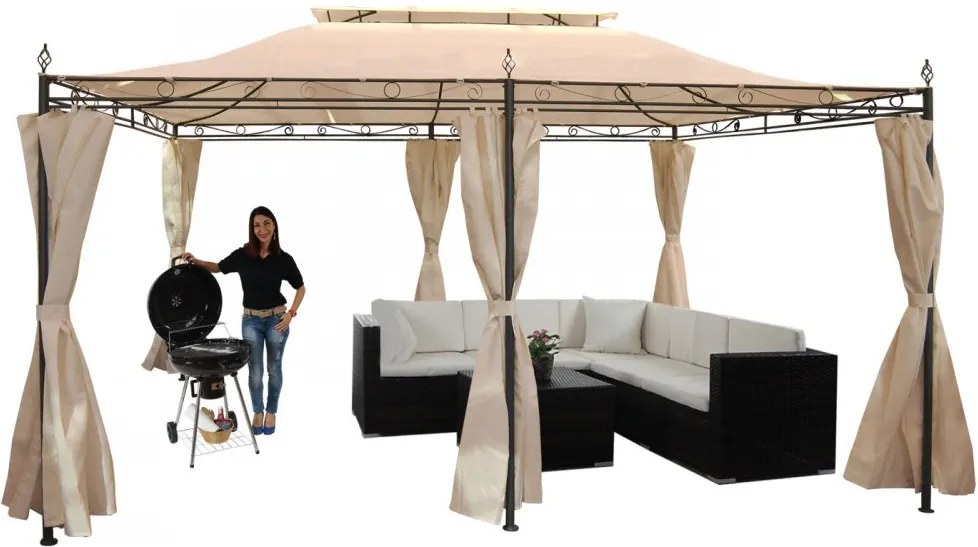 Pergola s boční stěnou 4x3 m WH5140 Dekorhome