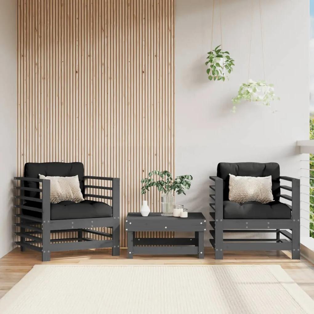 Záhradné stoličky 2 ks sivé borovicový masív 825627