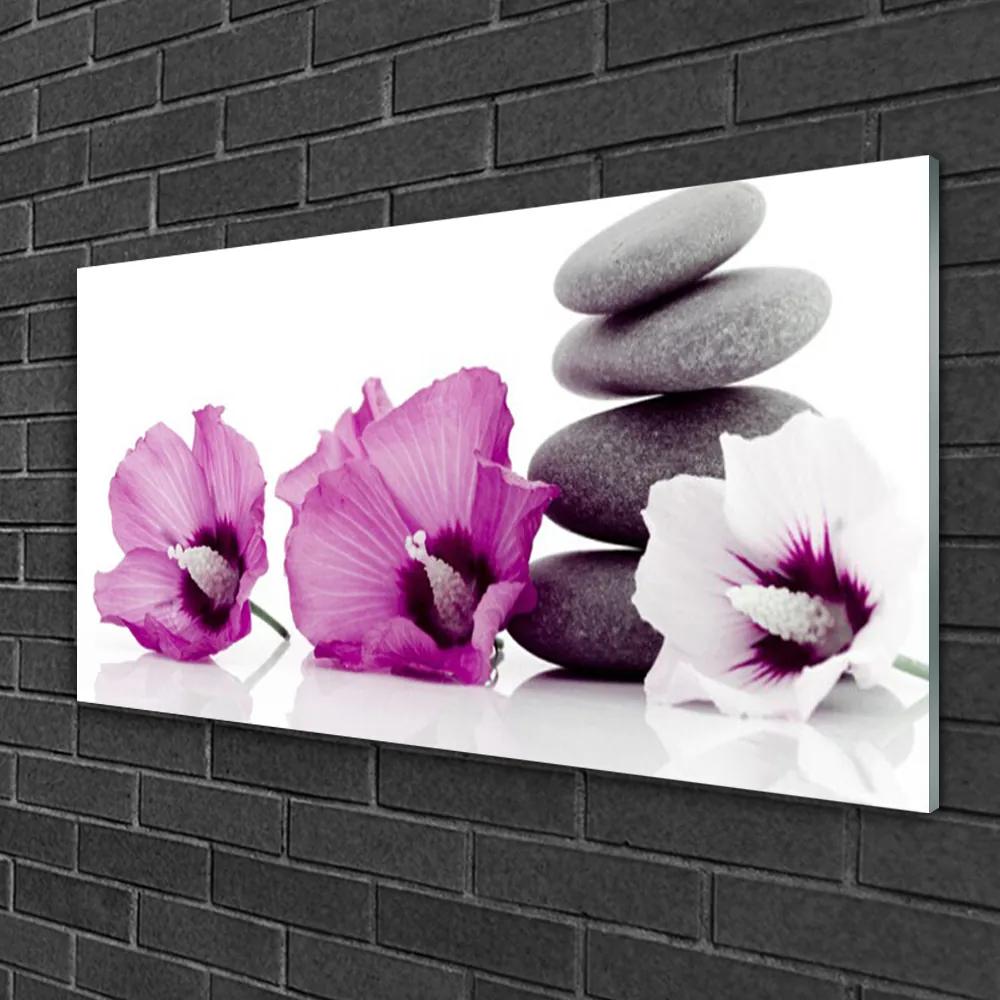 Skleneny obraz Kvety kamene zen kúpele 140x70 cm