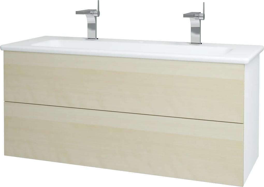 Dřevojas - Koupelnová skříň VARIANTE SZZ2 120 (umyvadlo Euphoria) - N01 Bílá lesk / D02 Bříza (161309U)