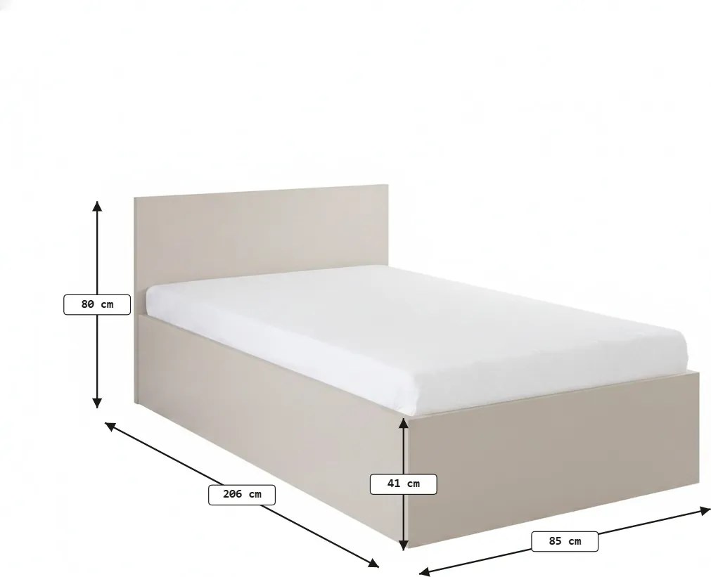 Posteľ SOFIA 80 x 200 cm, kašmírovo béžová Rošt: S lamelovým roštom, Matrac: Matrac COCO MAXI 20 cm