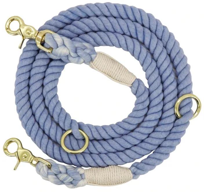 Pletené lanové vodítko pro psa 180 cm - světle modrá