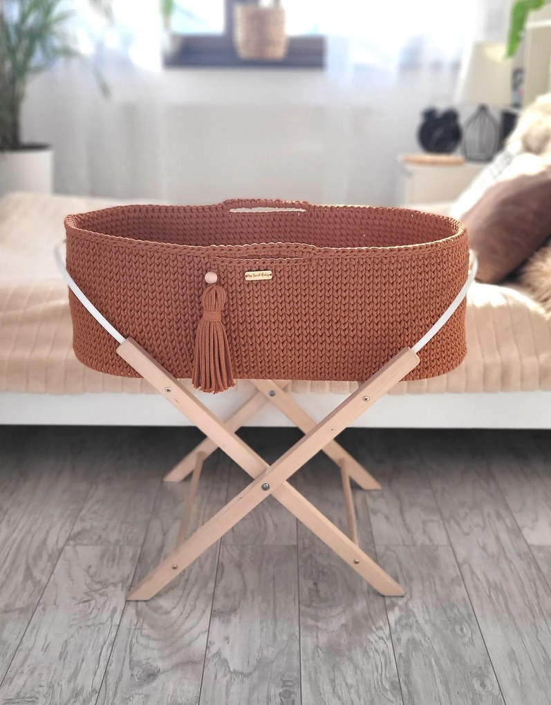 My Sweet Baby Mojžišov kôš BOHO Handmade so stojanom - terakota