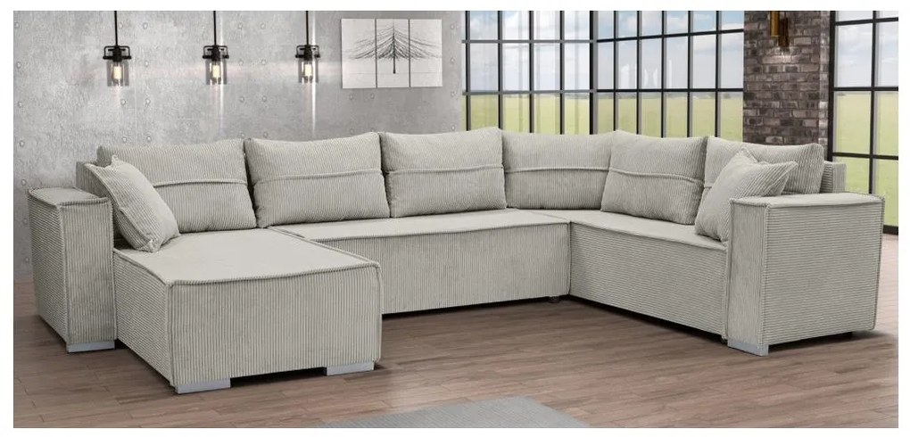 Univerzálna rohová rozkladacia sedacia súprava do U LONDON béžová