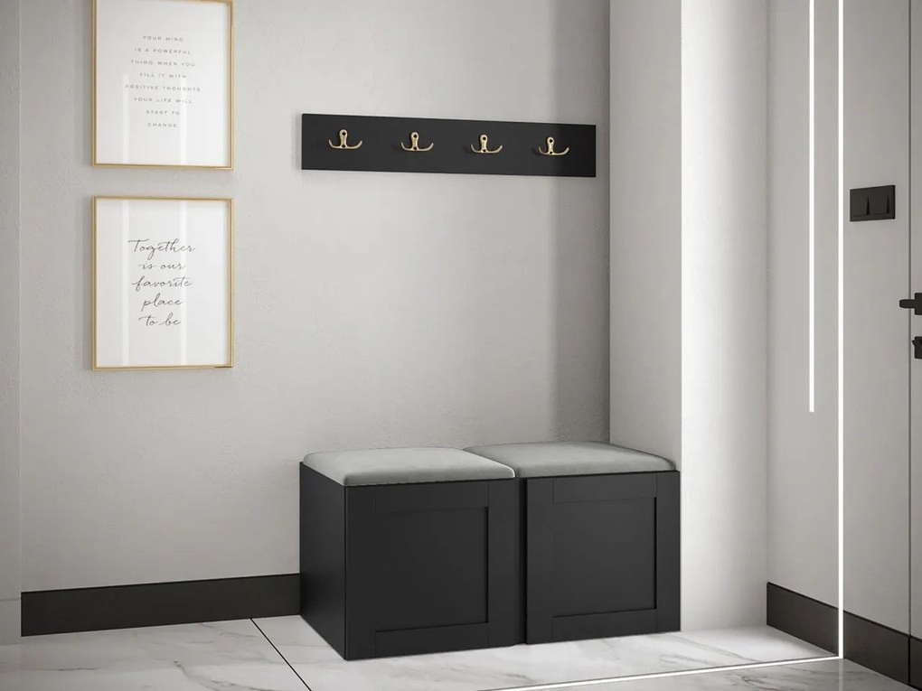 Predsieňová zostava Terospito VI, Farby: čierna, Farba čalúnenia:: ekokoža Soft 011 (čierna)