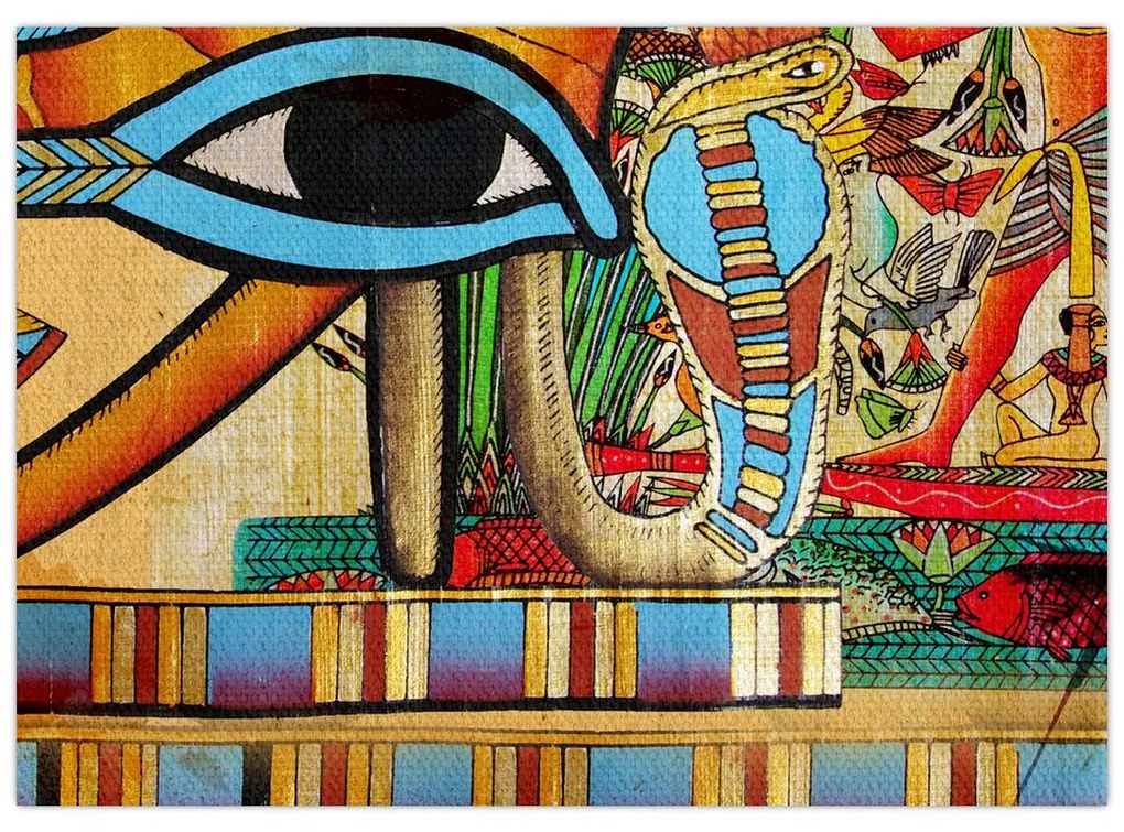 Sklenený obraz s egyptskými motívmi (70x50 cm)