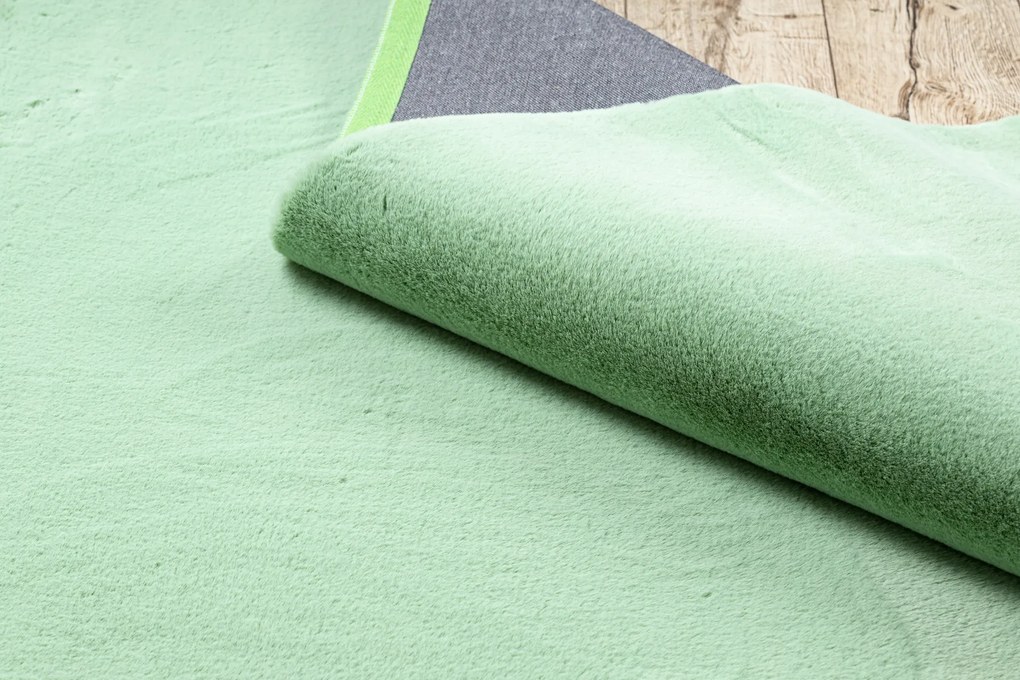 Koberec BUNNY, zelený, imitácia králičej kožušiny