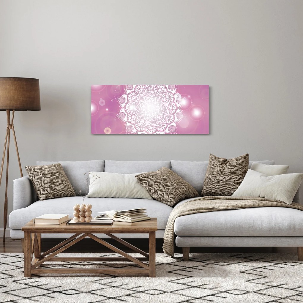 Obraz mandaly v ružovom pozadí (120x50 cm)