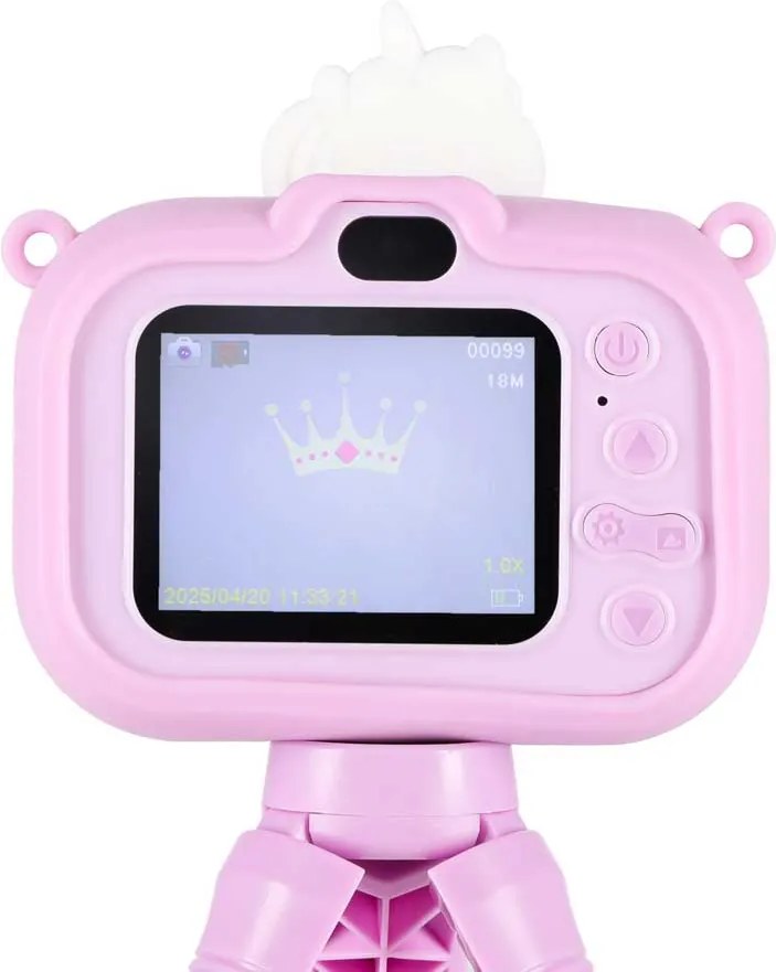 Detský digitálny fotoaparát KIK jednorožec 1080P so statívom, fialový