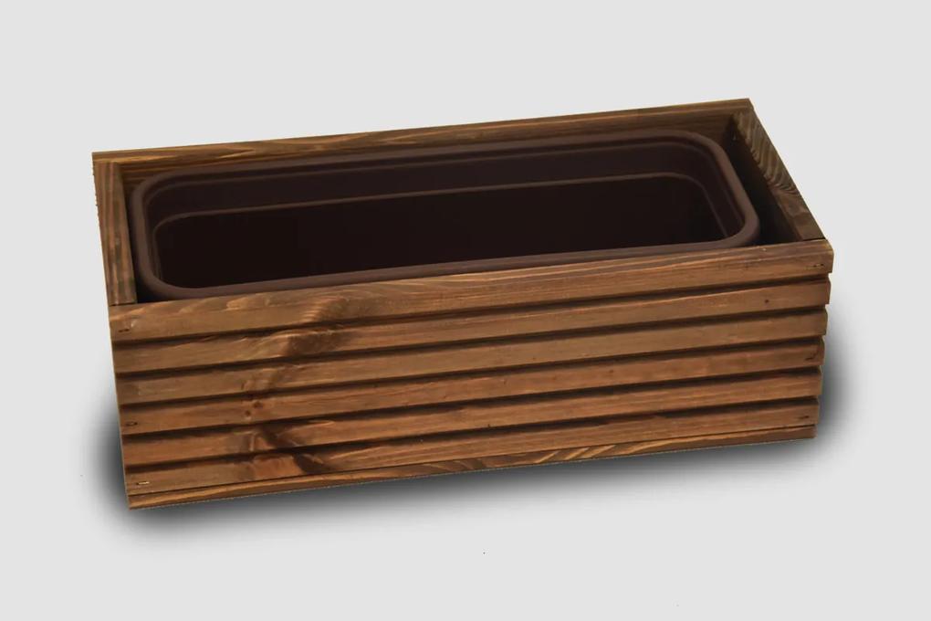 Drevený truhlík s plastovou vložkou - hnedy Rozměry (cm): 64 x 20, v. 14