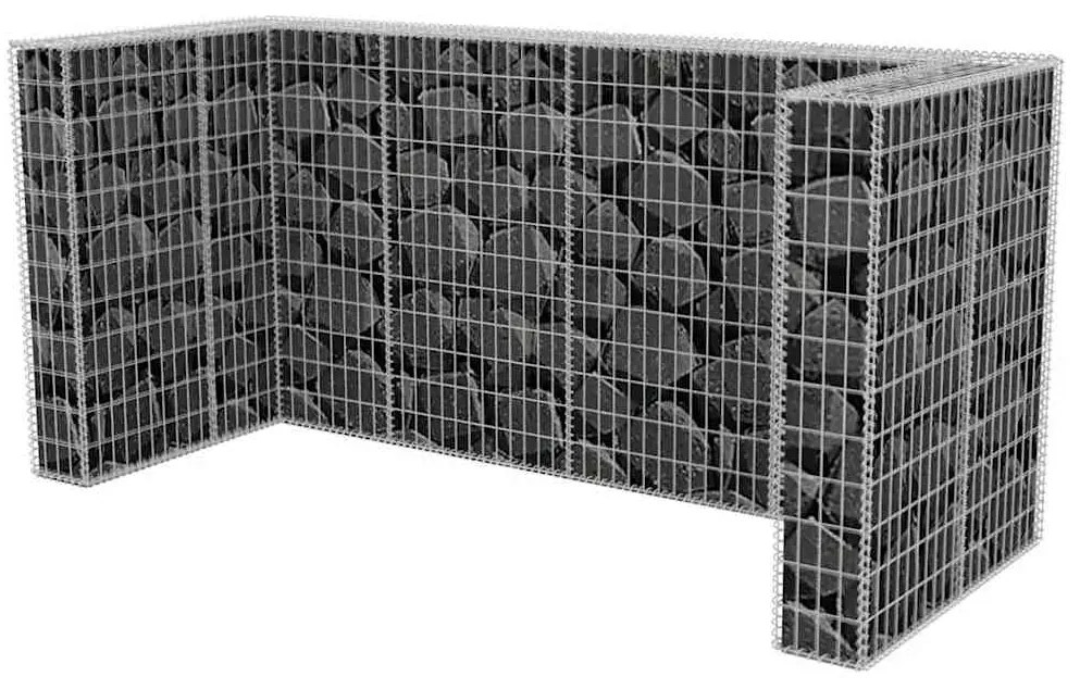 Gabiónová ohrada na trojitý odpadkový kôš, oceľ 250x100x120 cm