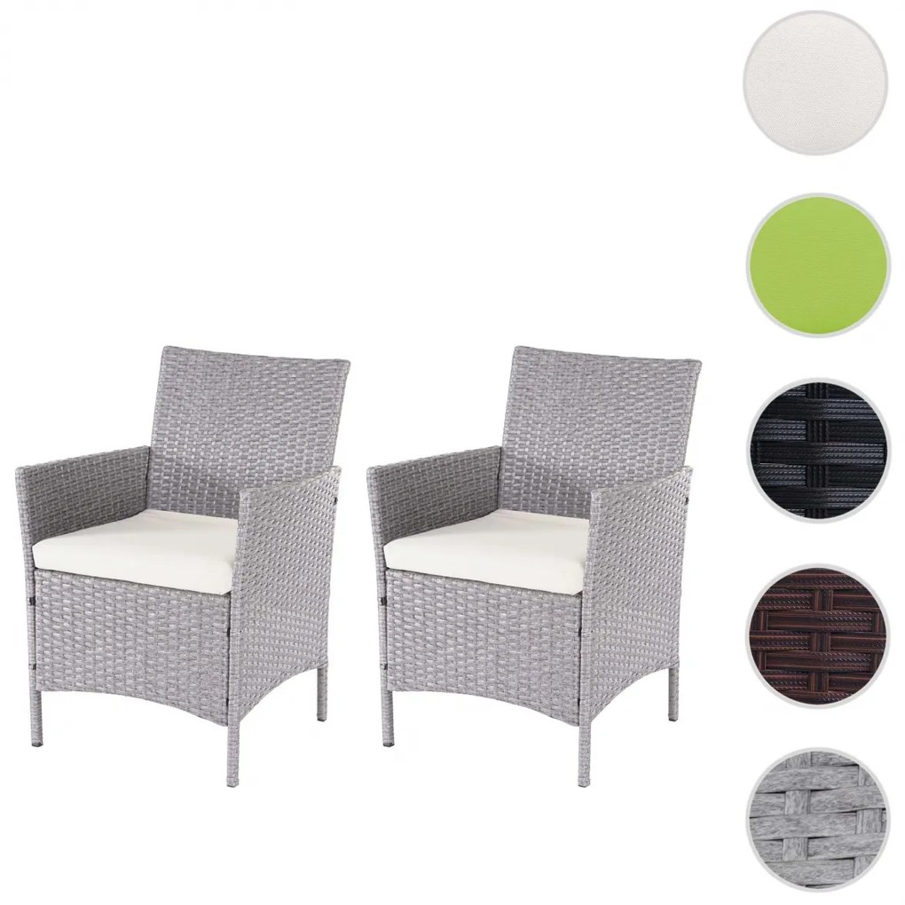 Set 2 záhradných stoličiek Halden, polyratan - sivá, vankúše krémové