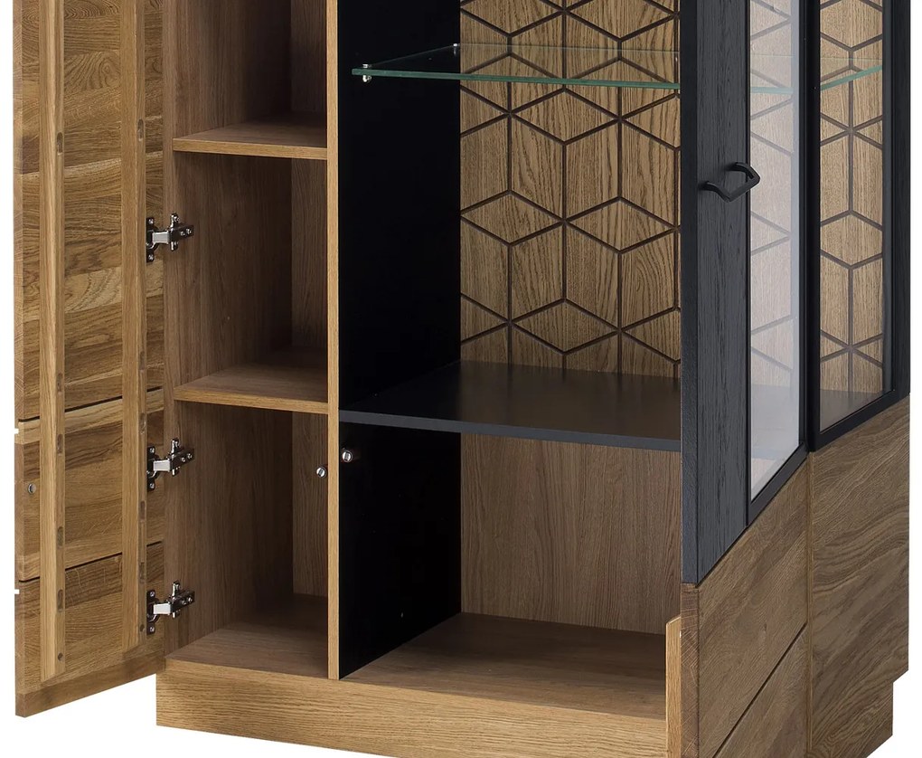 Vitrína Mosaic 12 95 cm z masivu dub medový/černá