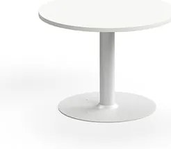 Konferenčný stolík ALVA, Ø700x500 mm, s kotvením do zeme, HPL, biela