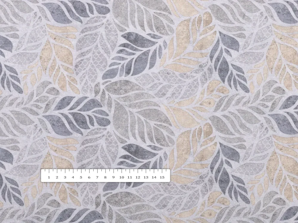 Biante Dekoračný behúň na stôl PML-057 Mozaika žltosivých listov na sivom 45x120 cm