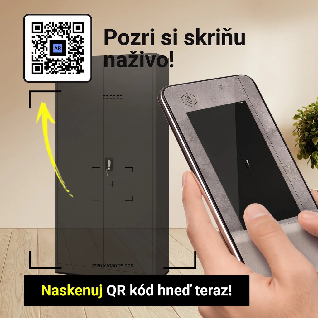 Kancelárska skriňa na dokumenty so 4 policami, čierna, 900x1850x400 mm: JAN