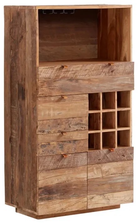 furniture-nabytek.cz - Masívna komoda Oldwood z recyklovaného tvrdého dreva, lakovaná, prírodná farba – 80×40×145 cm