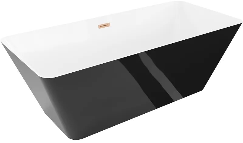 Mexen Velo Slim, voľne stojaca vaňa 170 × 75 cm, biela lesklá, medený matný prepad, 52811707500-65