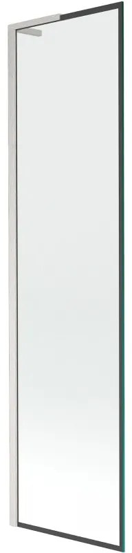Mexen Next L, 1-krídlová vaňová zástena 50 x 150 cm, 6mm číre sklo-čierny vzor, 6mm číre sklo, profil brúsená oceľ, 895-050-000-03-70-97