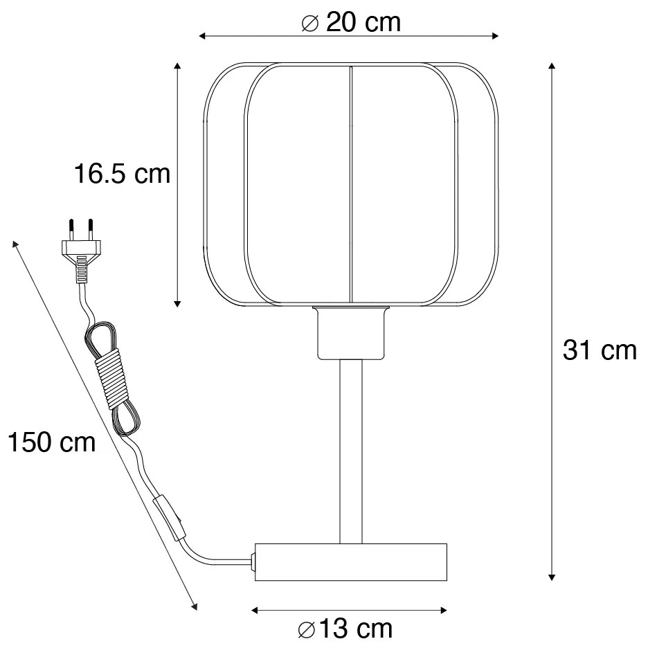 Japandi stolná lampa čierna s bielou - Madleine