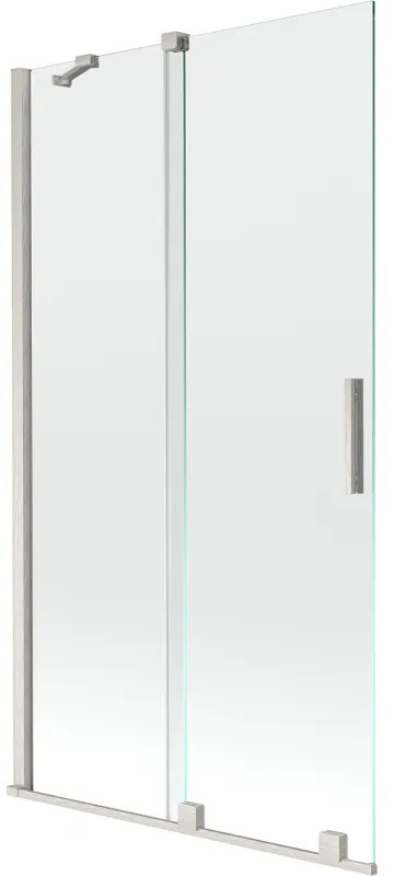 Mexen Velar, 2-krídlová posuvná vaňová zástena 100 x 150 cm, 8mm číre sklo, brúsená oceľ, 896-100-000-01-97