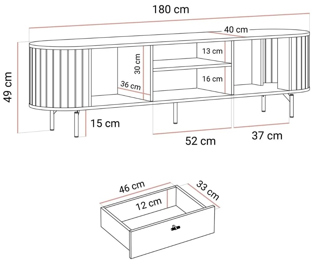 TV STOLÍK LANDRY PRESTIGE ČIERNY 180 cm