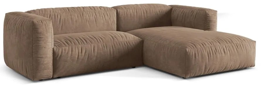 Svetlohnedá zamatová modulárna rohová pohovka (pravý roh/s leňoškou) Martina – Micadoni