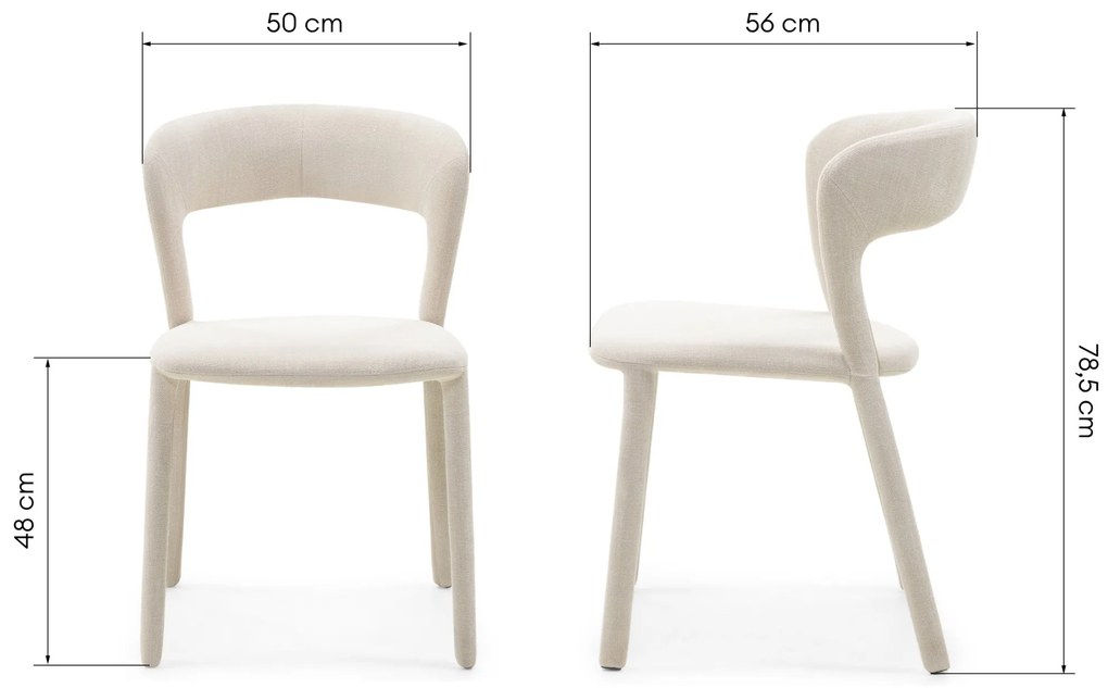 Čalouněná designová jídelní židle Calma světle béžová