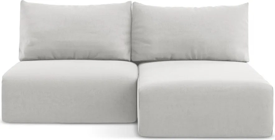 Svetlosivá zamatová rozkladacia/s úložným priestorom rohová pohovka (pravý roh/s leňoškou) Kalena – Makamii