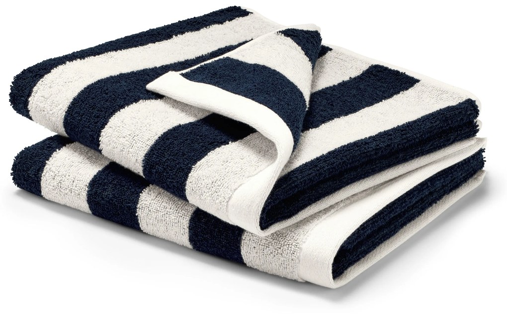 Kvalitné uteráky, 2 ks, tmavomodro-biele prúžky