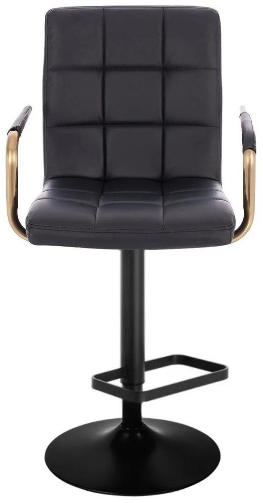 LuxuryForm Barová stolička VERONA GOLD na čiernom tanieri - čierna