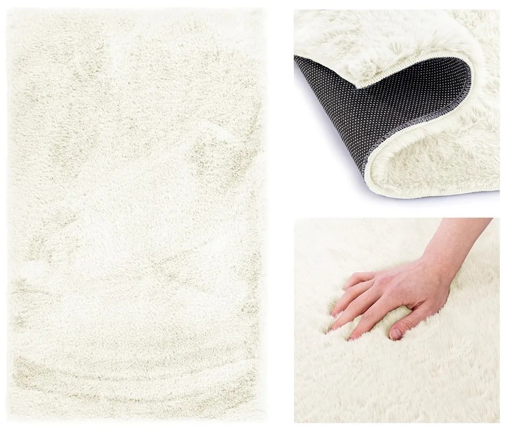 Krémový koberec LOVIKA z umelej králičej kožušiny Rozmer: 120 x 170 cm
