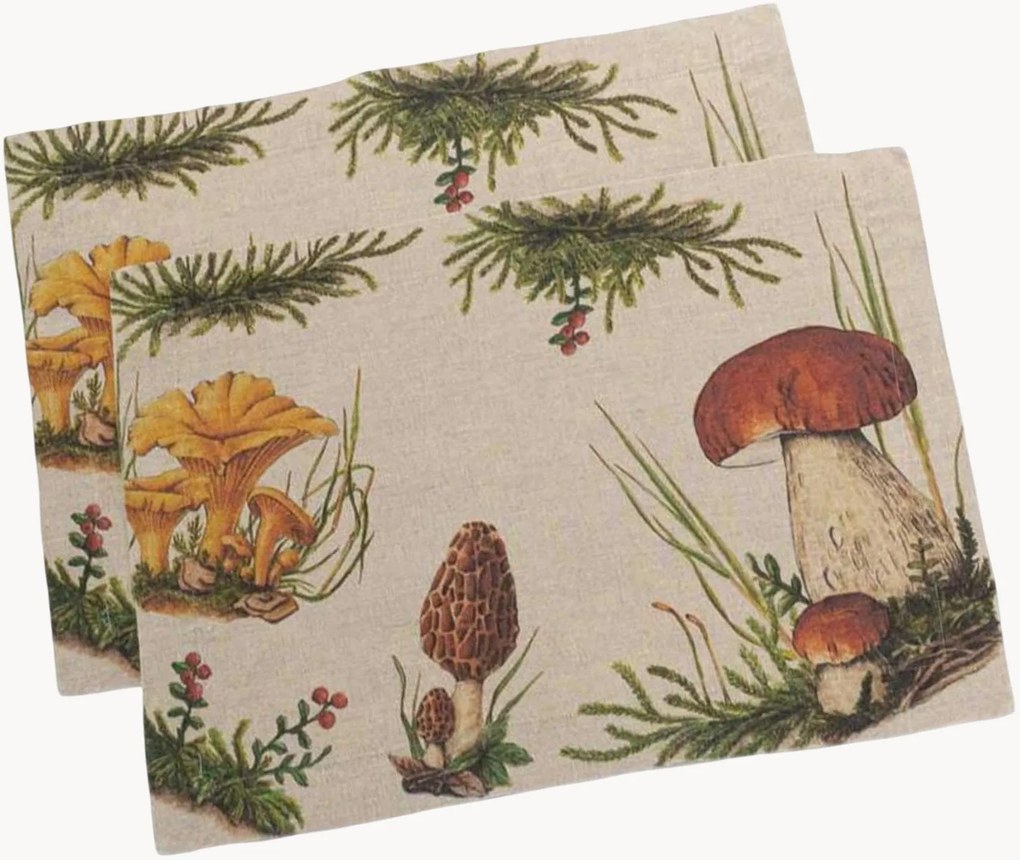 Ľanové prestierania Forest Mushrooms, 2 ks