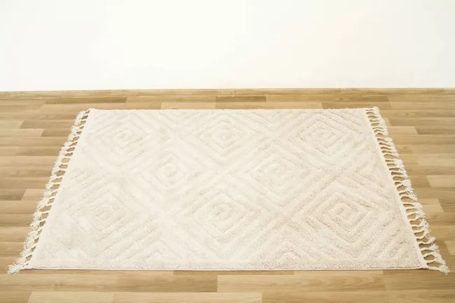 Koberec Berber 7061 Romby 3D ivory / slonová kosť / krémový