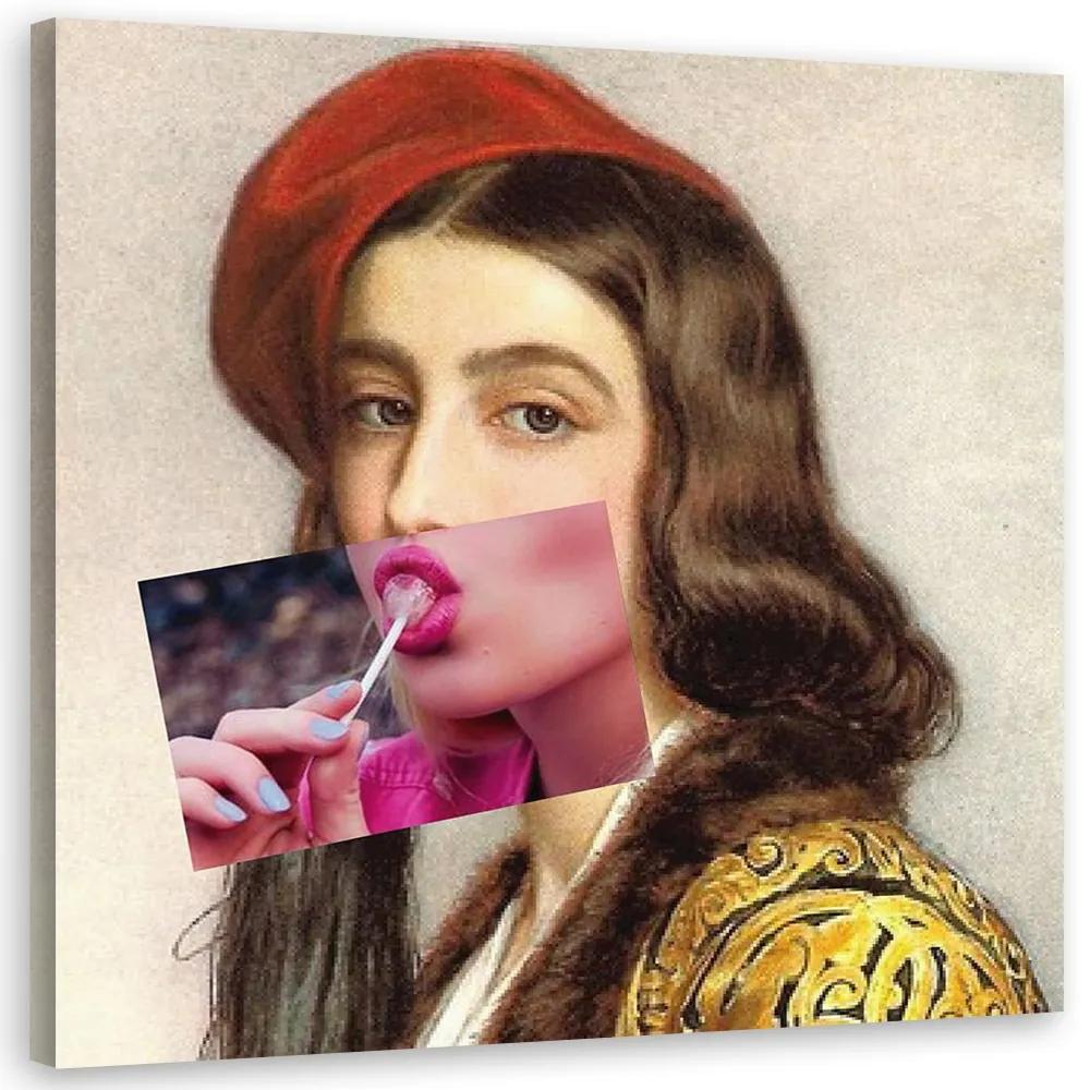 Gario Obraz na plátne Tvár ženy na lízanke - Bekir Ceylan Rozmery: 30 x 30 cm