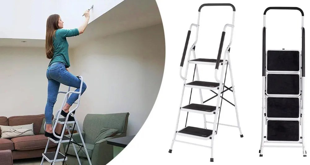 4-stupňový kovový rebrík so zábradlím