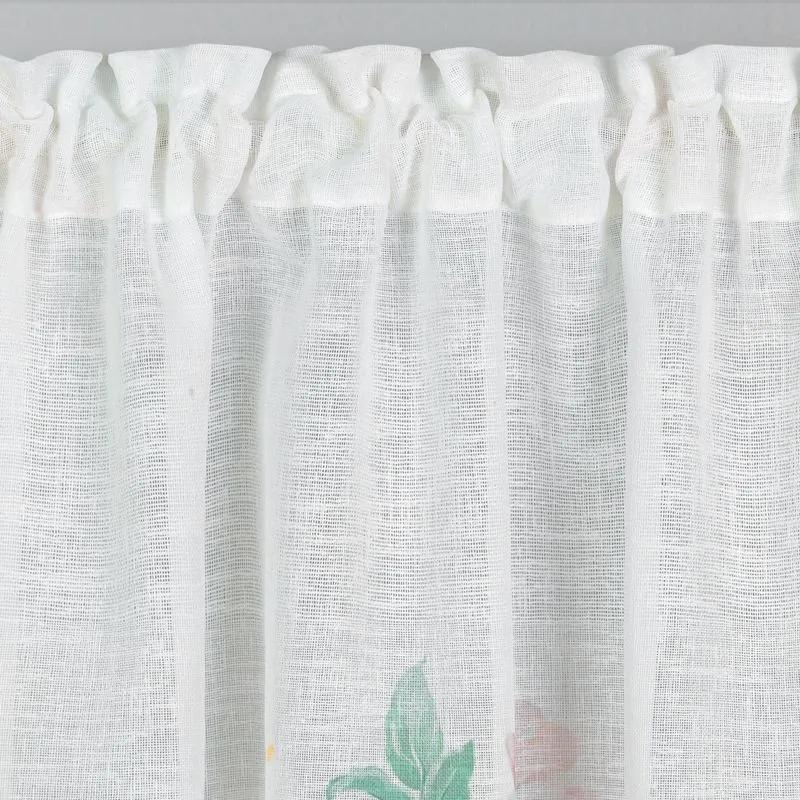 Biela záclona ASTEJA s potlačou kvetov 150x60 cm