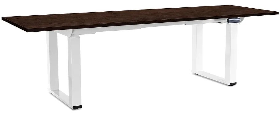 Výškovo nastaviteľný stôl OfficeTech Strong 240 x 80 cm, biela podnož, wenge