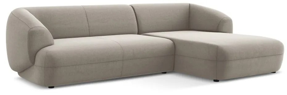 Béžová zamatová rohová pohovka (pravý roh) Moana – Makamii