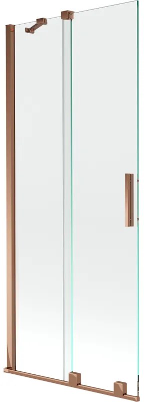 Mexen Velar, 2-krídlová posuvná vaňová zástena 85 x 150 cm, 8mm číre sklo, ružové zlato, 896-085-000-01-60