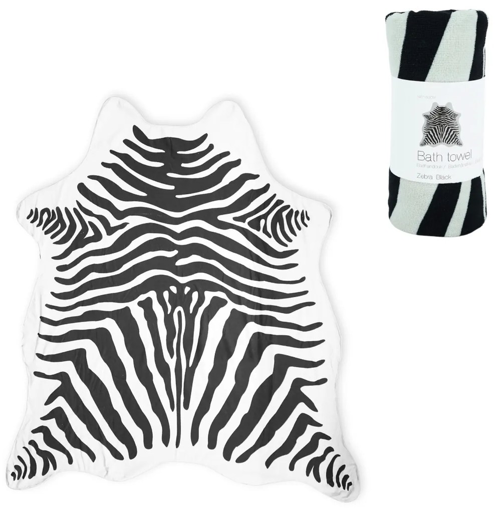 Osuška ZEBRA, čiernobiela 146 x 150 cm, 100% polyester