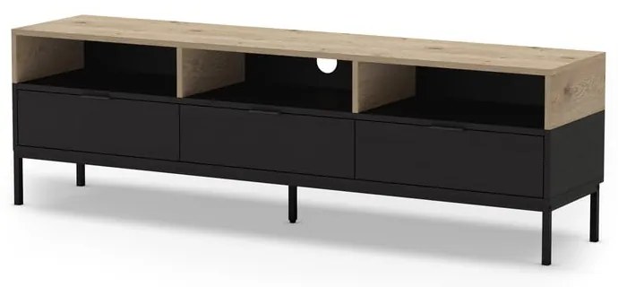 TV stolík v dekore duba v čierno-prírodnej farbe 180x55 cm Marion – Marckeric
