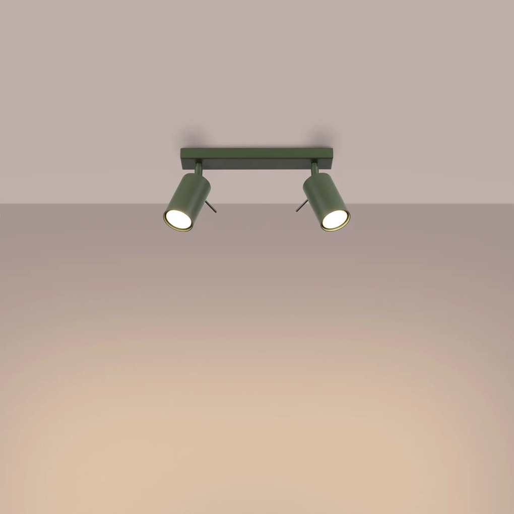 Bodové svietidlo Ring, 2x olivové kovové tienidlo, (možnosť polohovania)
